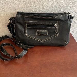 Black leather organizer crossbody